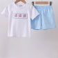 Blue Flag Smocked Jacquard Shorts Set Honeydew