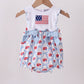 Blue Flag Embroidery Bow Bubble Honeydew