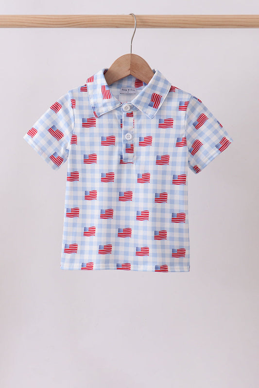 Blue Flag Embroidery Bubble Honeydew