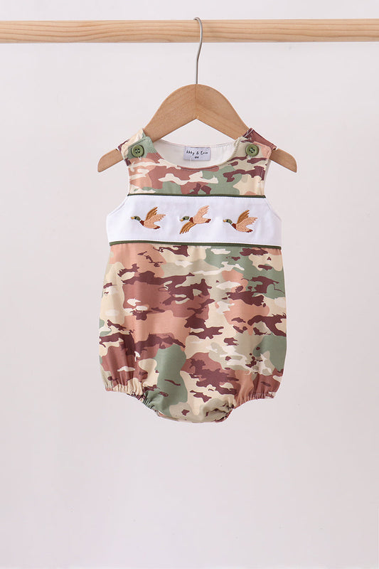 Duck Camo Embroidery Knit Boy Bubble Honeydew