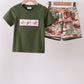 Dark Green Duck Camo Embroidery Knit Boy Short Set Honeydew
