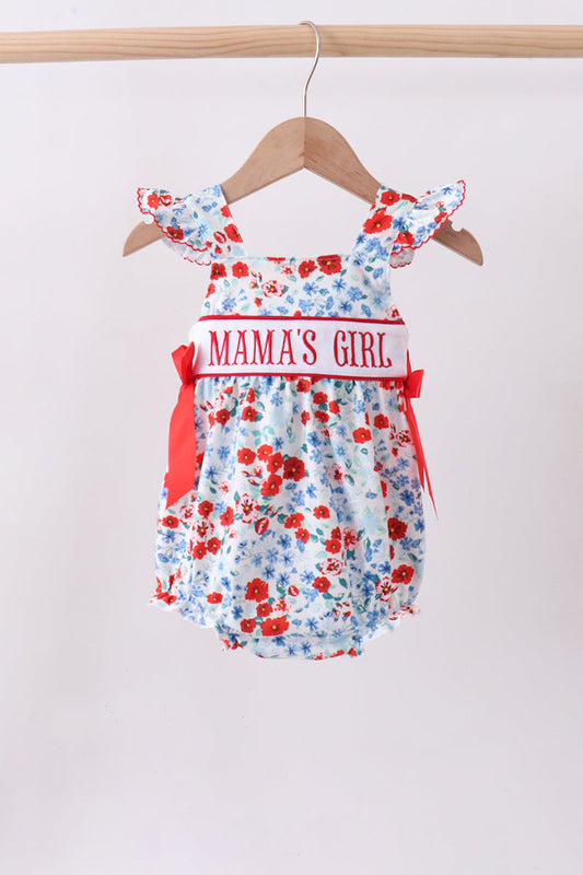 Red Floral Mama's Girl Embroidery Bubble Honeydew