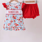 Red Floral Mama's Girl Embroidery Ruffle Bloomer Set Honeydew