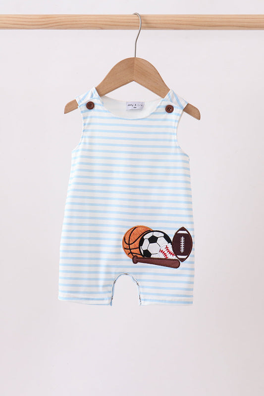 Blue Sports Ball Stripe Applique Knit JonJon Honeydew