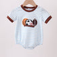 Blue Sports Ball Stripe Applique Knit Bubble Honeydew