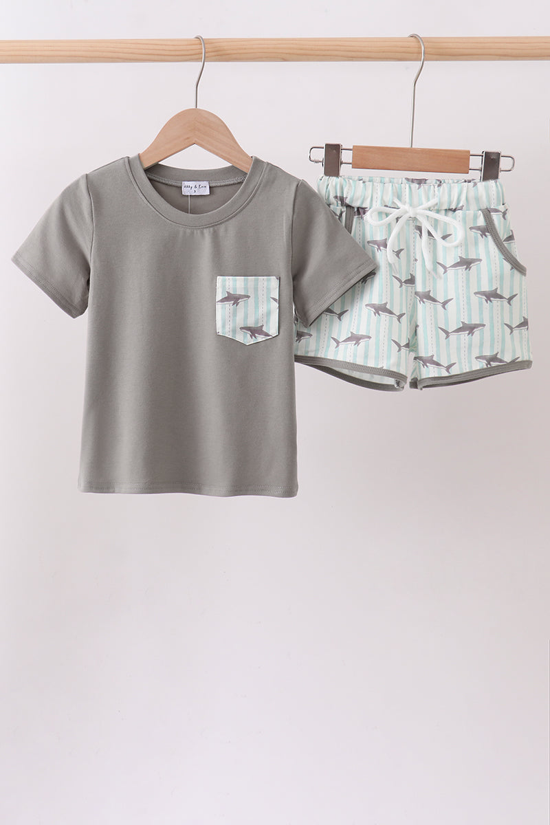 Gray Shark Knit Set Honeydew