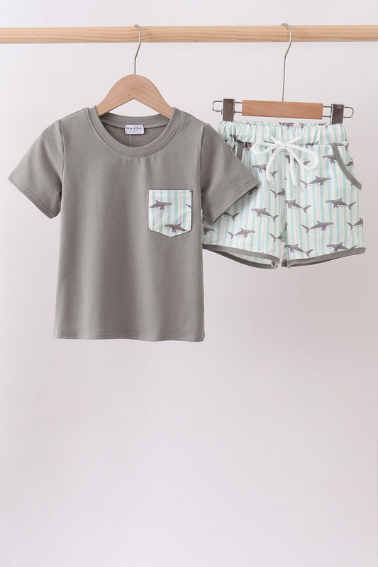 Gray Shark Knit Set Honeydew