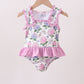 Purple Hydrangea UPF Swim One Piece Honeydew