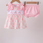 Pink Sailboat Embroidered Knit Bloomer Set Honeydew