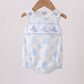 Blue Sailboat Embroidered Knit Boy Bubble Honeydew