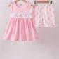 Pink Sailboat Embroidered Knit Girl Shorts Set Honeydew