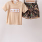 Tan Camo Duck Embroidered Boy Shorts Set Honeydew