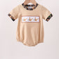 Tan Camo Duck Embroidered Boy Bubble Honeydew