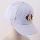 Puppy Embroidered Seersucker Hat Honeydew