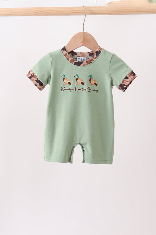 Green Daddy's Hunting Buddy Duck Embroidered Boy Jonjon Honeydew