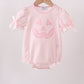 Pink Gingham Applique Jack-O-Lantern Bow Bubble Honeydew