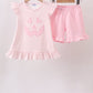 Pink Gingham Applique Jack-O-Lantern Short Set Honeydew