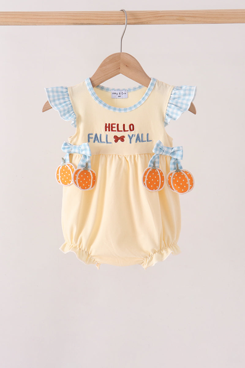 Yellow Hello Fall Y'all Girl Bubble Honeydew