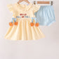 Yellow Hello Fall Y'all Girl Bloomer Set Honeydew