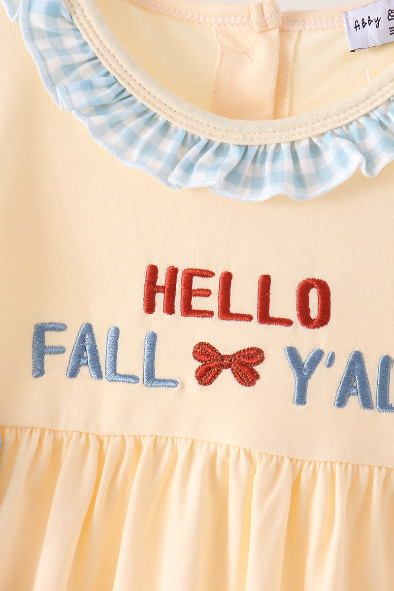 Yellow Hello Fall Y'all Girl Bubble Honeydew