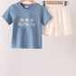 Blue Hello Fall Y'all Shorts Set Honeydew