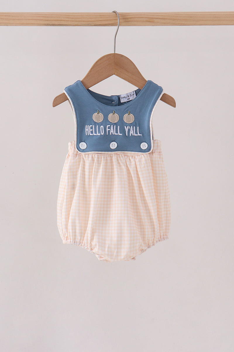 Blue Hello Fall Y'all Boy Bubble Honeydew