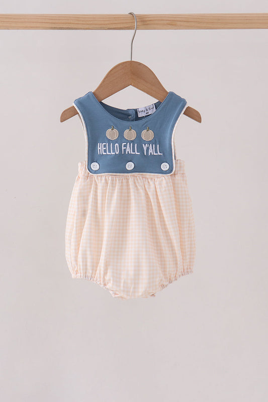Blue Hello Fall Y'all Boy Bubble Honeydew