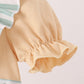 God is great God is good tan and striped embroidery ruffle bubble Honeydew