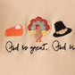 God is great God is good tan and striped embroidery ruffle bloomer set Honeydew
