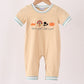 God is Good Tan and Striped Embroidery Boy Romper Honeydew