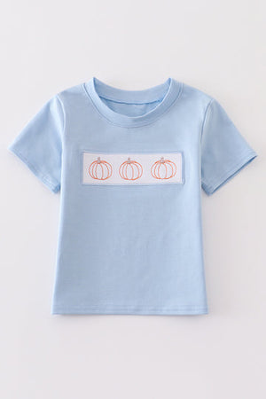 Blue Pumpkin Embroidered Boy Shirt Honeydew