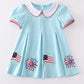 Blue Patriotic Flag Embroidery Dress Honeydew