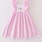 Pink Seersucker Mermaid Embroidery Ruffle Dress Honeydew