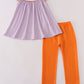 Purple Pumpkin Ghost Embroidery Pants Set Honeydew