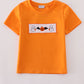 Orange Halloween Pumpkin Ghost Embroidery Boy Top Honeydew
