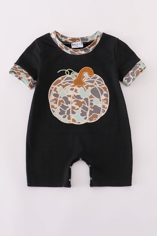 Black Camo Pumpkin Romper Honeydew