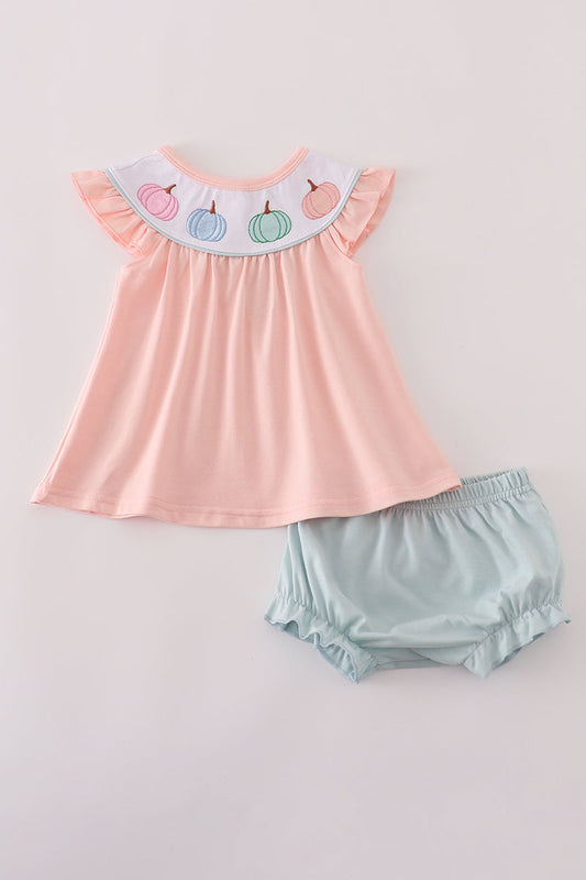 Pink Embroidery Pumpkin Bloomer Set Honeydew
