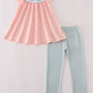 Pink Embroidery Pumpkin Girl Pants Set Honeydew