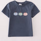 Blue Embroidery Three Pumpkins Boy Shirt Honeydew