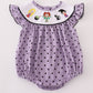 Purple Halloween Dot HP Witch Embroidery Romper Honeydew