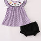 Purple Halloween Dot HP Witch Embroidery Girl Bloomer Set Honeydew