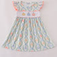 Coral Three Pumpkin Embroidery Ruffle Girl Dress Honeydew