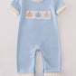 Blue Embroidery 3 Pumpkins Boy Romper Honeydew