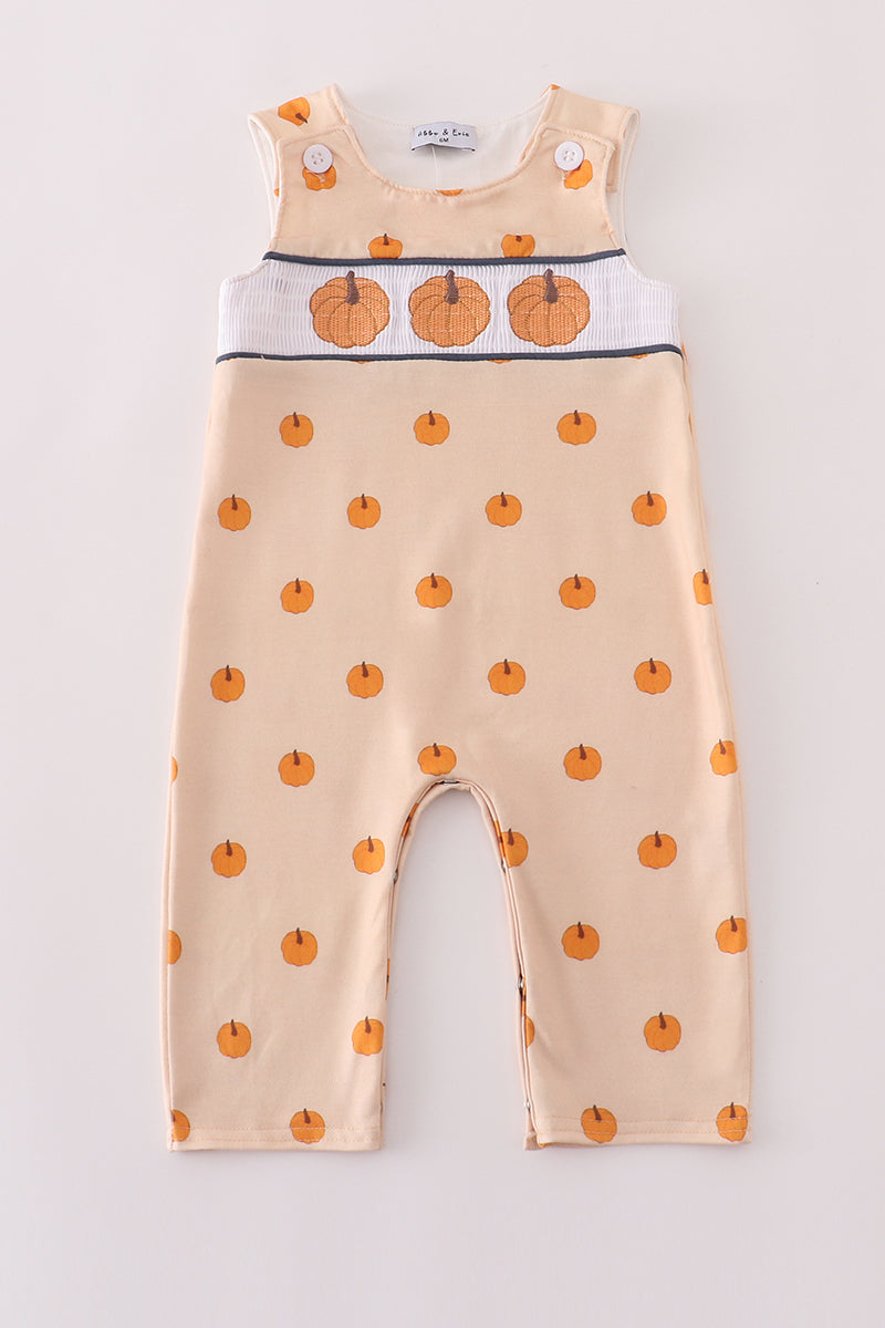 Khaki Pumpkin Smocked Embroidered Smocked Boy Jonjon Honeydew