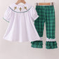 White Wreath Smocked Ruffle Pants Set Honeydew