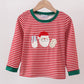 Red Stripe Santa Milk Cookie French Knot Boy Shirt Honeydew