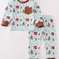 Blue Christmas Gingerbread Boy Pants Set Honeydew