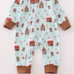 Blue Christmas Gingerbread Boy Romper Honeydew