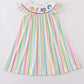 Stripes Dr S Embroidery Smocked Dress Honeydew