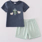 Navy Sheep Cross Embroidery Boy Set Honeydew